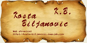 Kosta Biljanović vizit kartica